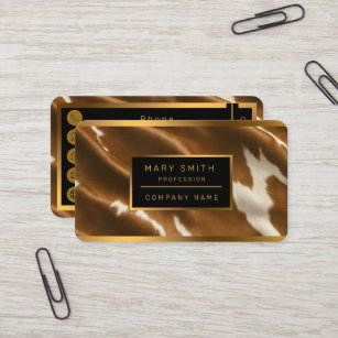 Elegant Modern Cow Faux Leather Collection Business Card