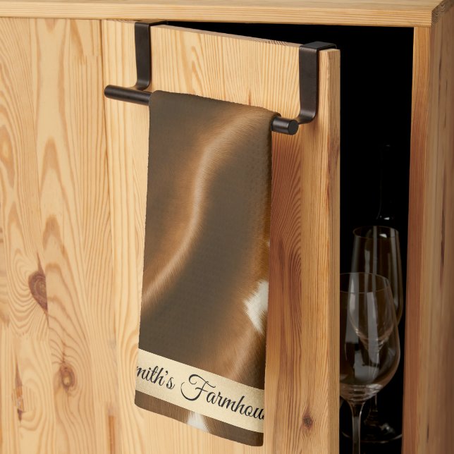 Elegant Modern Cow Faux Leather Collection Kitchen Towel (Thirds Fold)