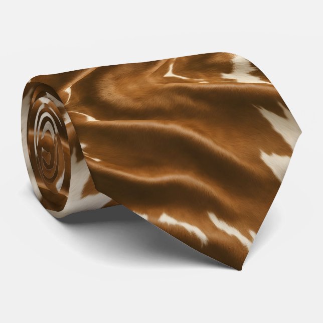 Elegant Modern Cow Faux Leather Collection Neck Tie (Rolled)