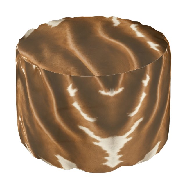 Elegant Modern Cow Faux Leather Collection Pouf (Angled Front)