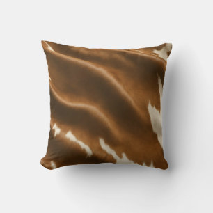 Elegant Modern Cow Faux Leather Collection Throw Pillow