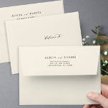 Elegant modern cream ivory wedding return address  envelope<br><div class="desc">Elegant stylish simple minimalist wedding invitation cream ivory envelope with your custom sender return address on the backside and deliver to script on the front side.</div>