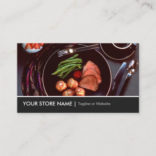 Elegant Modern Cuisine Beef Steak Tableware Theme Business Card