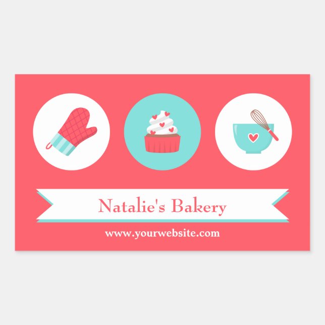Elegant Modern Cupcake Bakery Cafe Stickers (Front)