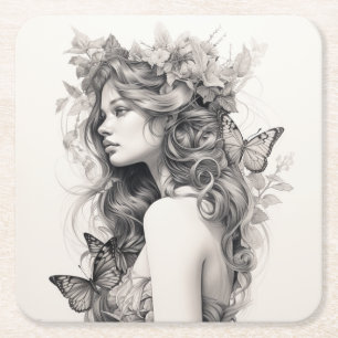 Elegant Modern Custom Add Your Own photo Template Square Paper Coaster
