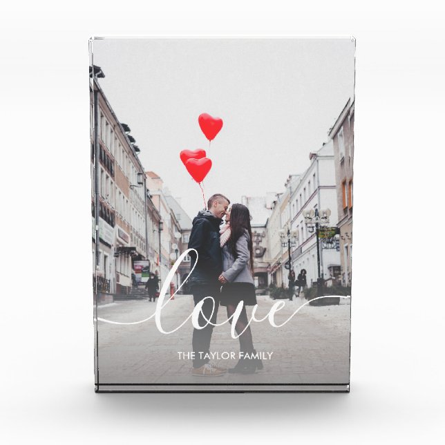 Elegant modern custom couple photo love text block (Front)