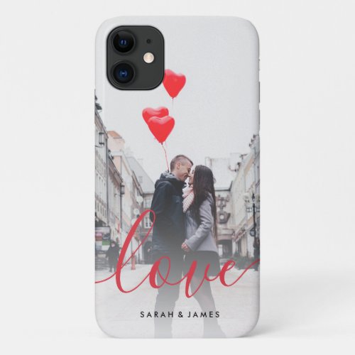 Elegant modern custom couple photo love text iPhone 11 case