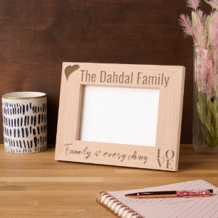Elegant Modern Custom Family Name, LOVE, and Heart Engraved Frames