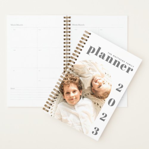 Elegant Modern Custom Family Photo 2023 Calendar Planner