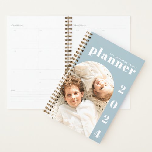 Elegant Modern Custom Family Photo 2024 Calendar Planner