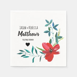 Elegant Modern Custom Floral Wedding Napkins