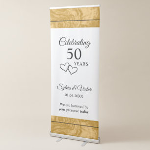 Elegant Modern Custom Gold 50th Anniversary Party Retractable Banner