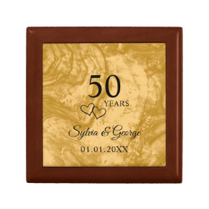 Elegant Modern Custom Golden 50th Anniversary Gift Box