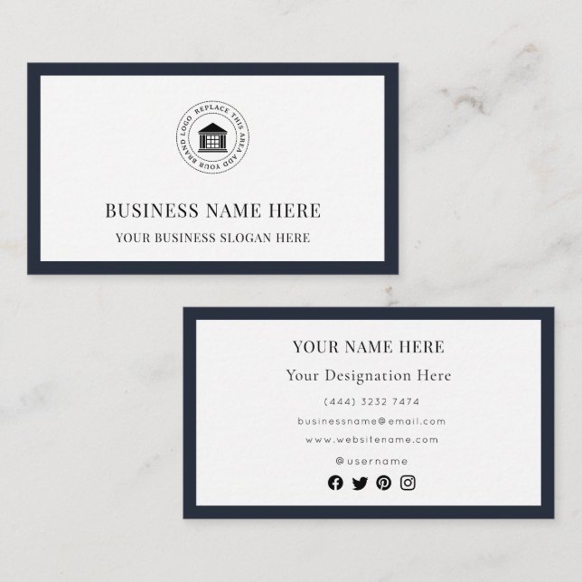 Elegant Modern Custom Logo Minimalist Simple Business Card (Front/Back)