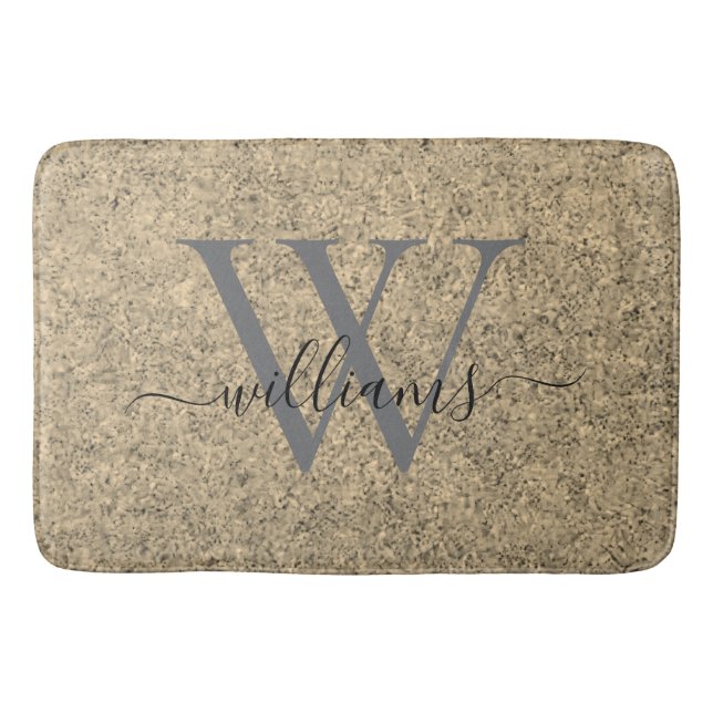 Elegant modern Custom Monogram Script Name Bath Mat (Front)