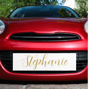 Elegant Modern Custom Name Gold Script License Plate