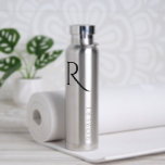 Elegant Modern Custom Name & Monogram Water Bottle<br><div class="desc">This simple minimalist black colored water bottle with custom name and a monogram can make a perfect gift for him! Customize it easily with your name and monogram. You can also change background and font's colors,  just click on "Edit using design tool".</div>