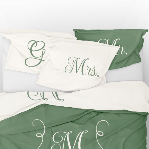 Elegant modern custom pair of pillowcases