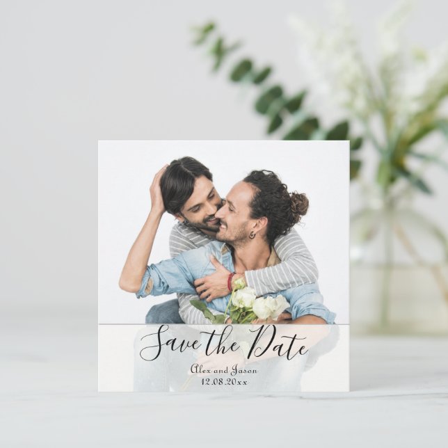 Elegant Modern Custom  Photo  Change  Date Wedding (Standing Front)