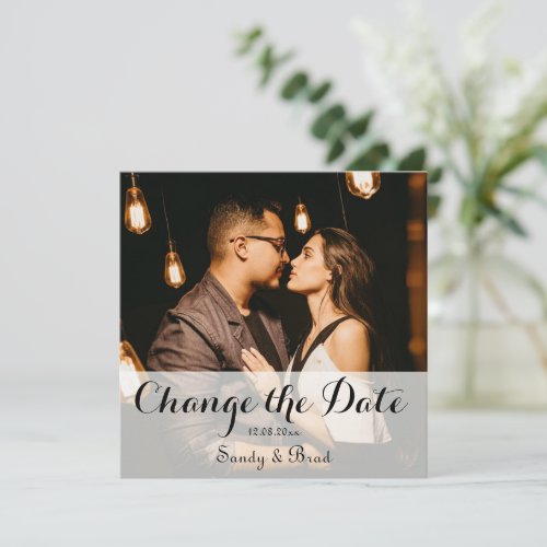 Elegant Modern Custom  Photo Change Date Wedding Card