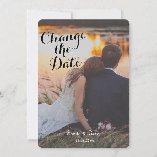 Elegant Modern Custom  Photo Change Date Wedding Invitation