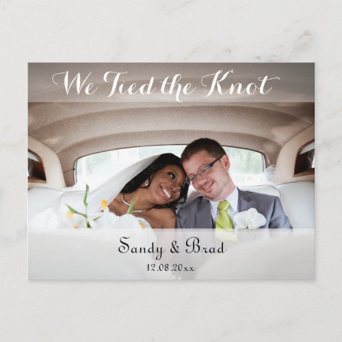 Elegant Modern Custom  Photo Change Date Wedding Postcard