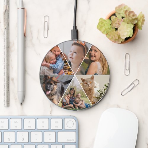 Elegant modern custom photo collage wireless charger 