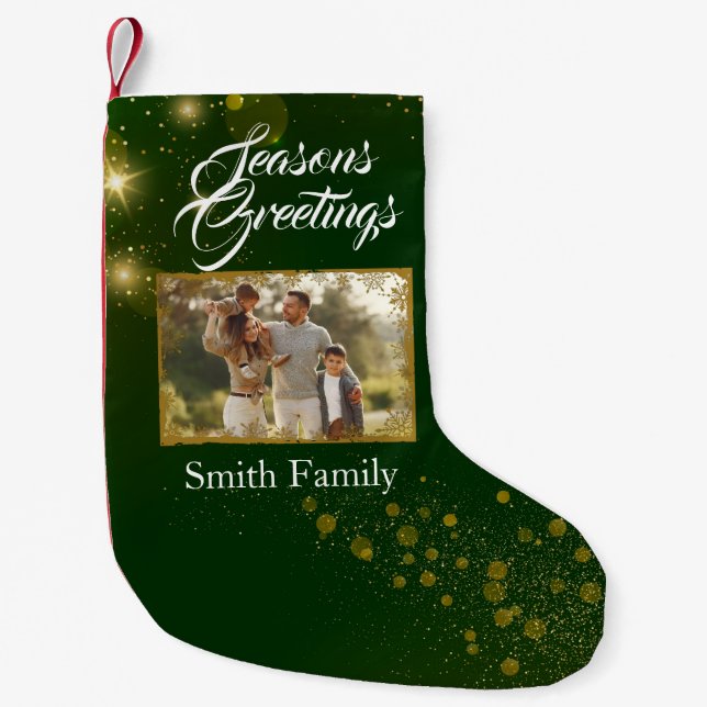 Elegant Modern Custom Photo Red Small Christmas St Stocking (Front)