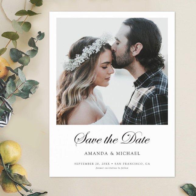 Elegant Modern Custom Photo Save the Date Magnetic Invitation (Creator Uploaded)
