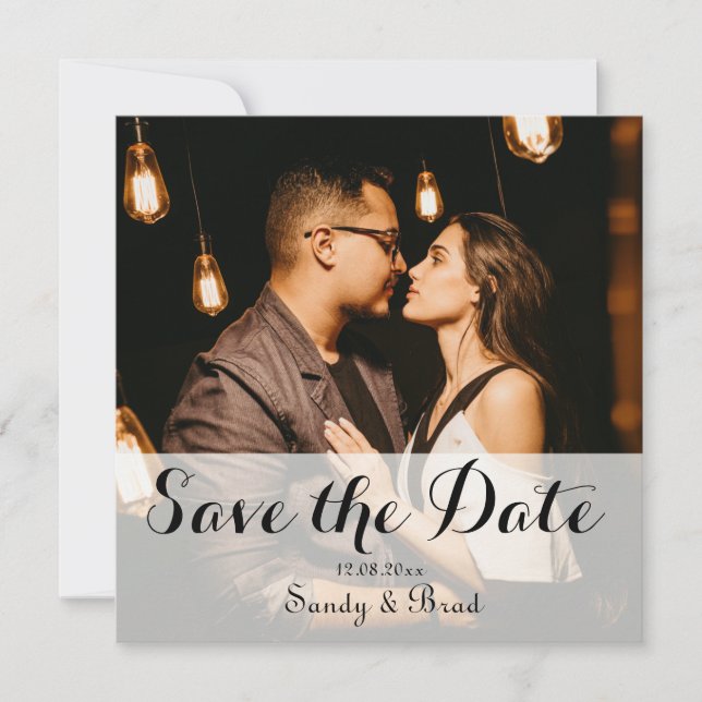 Elegant Modern Custom  Photo Save the Date Wedding Card (Front)