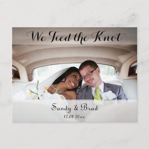 Elegant Modern Custom  Photo Wedding announcement Postcard