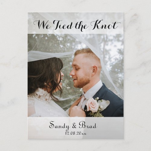 Elegant Modern Custom  Photo Wedding announcement Postcard