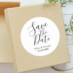 Elegant Modern Customized Save The Date Wedding Classic Round Sticker
