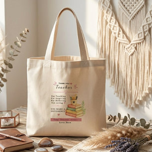 Elegant Modern Cute Aesthetic Teacher Gift Book Mini Tote Bag