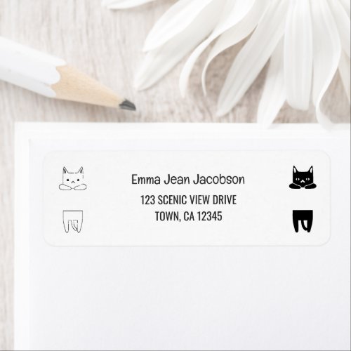 Elegant Modern Cute Cats 2 Photos Return Address  Label