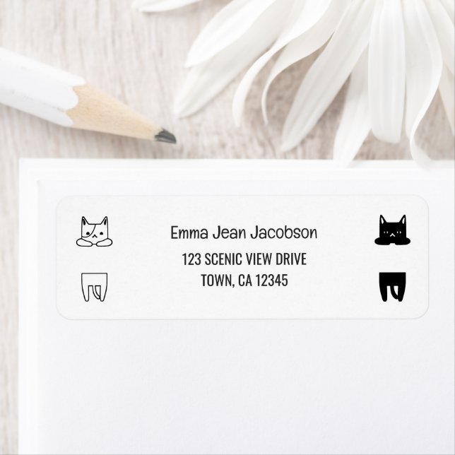 Elegant Modern Cute Cats 2 Photos Return Address  Label (Insitu)