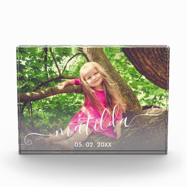 Elegant modern cute custom girl name & photo block (Front)
