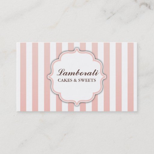 Customizable Elegant Modern Cute Pink and White Stripes Business Card Template