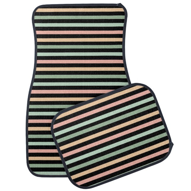 Elegant Modern Cute Stripes Pattern          Car Floor Mat (Set)