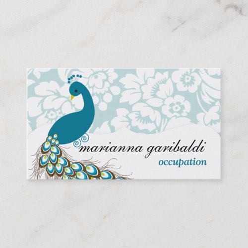 Elegant Modern Damask Peacock Business Card