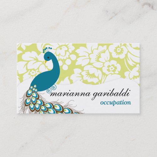 Elegant Modern Damask Peacock Business Cards