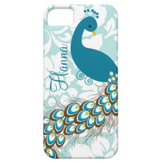 Elegant Modern Damask Peacock Personalized iPhone 5 Cover