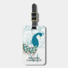 Elegant Modern Damask Peacock Personalized