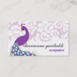 Elegant Modern Damask Purple Peacock Business Card at Zazzle