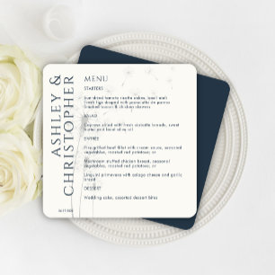 Elegant Modern Dandelion Navy Blue Wedding Menu