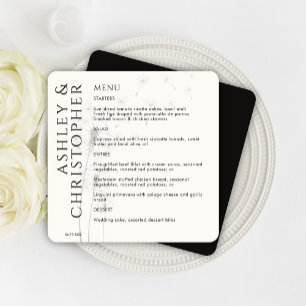Elegant Modern Dandelion Smoke Black Wedding Menu