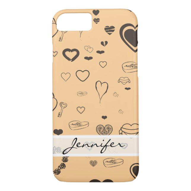 Elegant Modern Dark Gray Heart Pattern Case-Mate iPhone Case (Back)