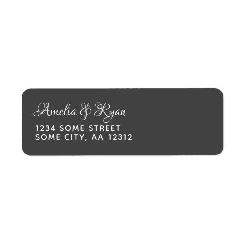 Elegant Modern Dark Gray Typography Return Address Label - Elegant modern dark gray return address label with white trendy typography - you can easily customize all the text. These address labels are perfect to match your wedding invitations, save the date cards, bridal shower invitations and more.