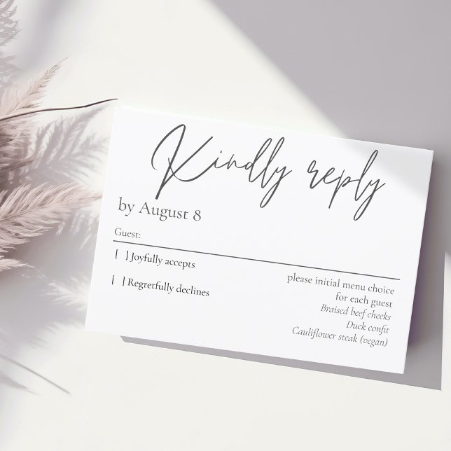 Elegant modern dark gray wedding RSVP card (Creator Uploaded)