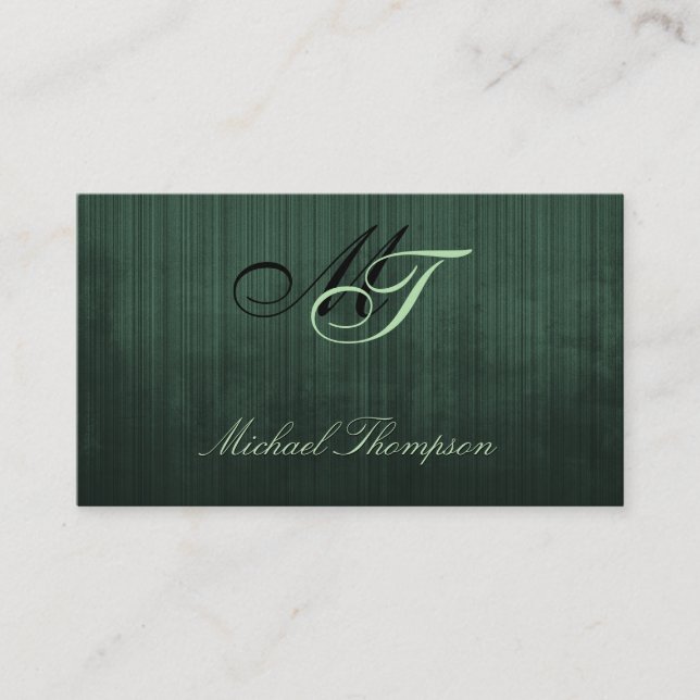 Elegant Modern Dark Green Black rustic Metal Business Card (Front)